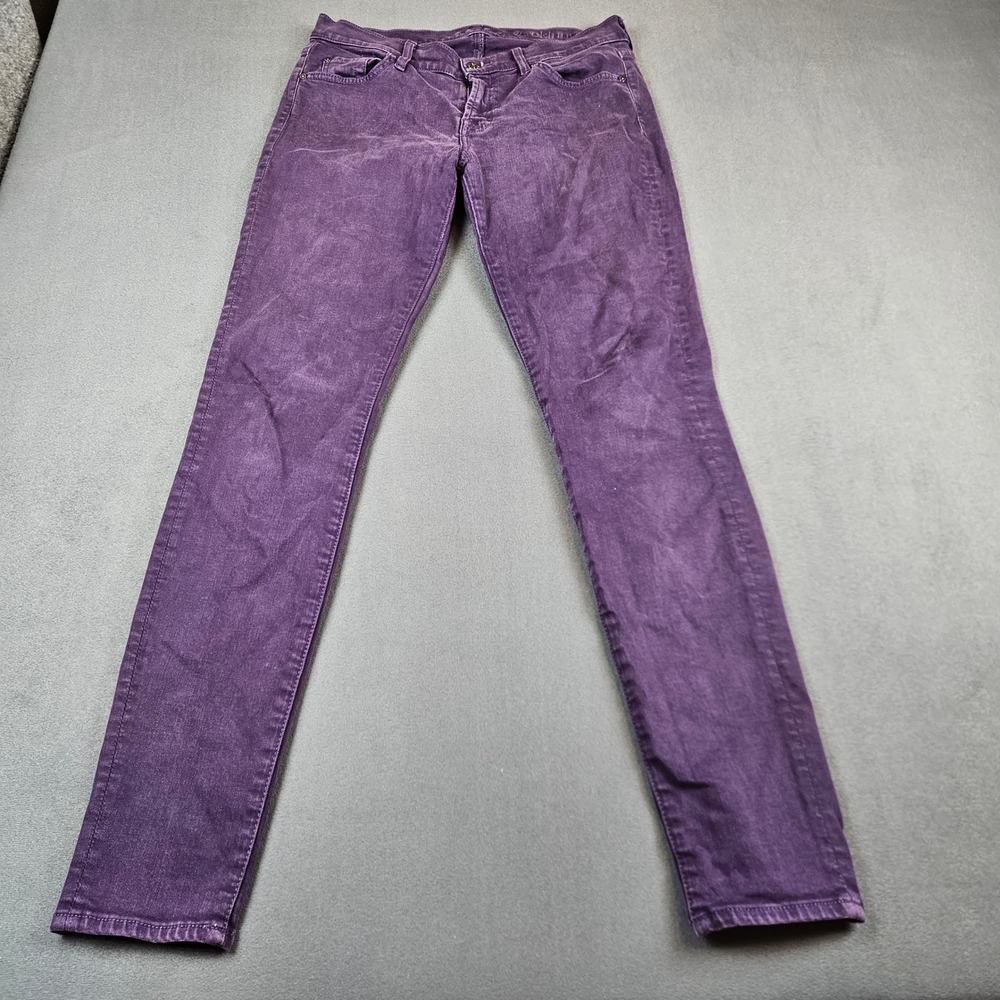 7 For All Mankind The Skinny Purple Denim Jeans Womens Size 30 Low Rise Stretch